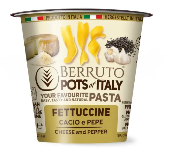 Berruto Pots of Italy Fettuccine Cacio E Pepe 70g | Dell'oro Factory Pro